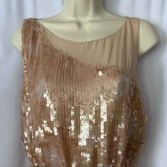 Alice + Olivia NWT Sexy Sequined Nude Sleeveless Tank Top Shirt **Size L** 🔥🔥 - Picture 3 of 6